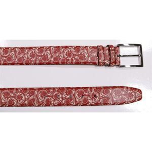 Marchesi di Como Red Paisley Leather Belt Men's 100 - 115 - 38